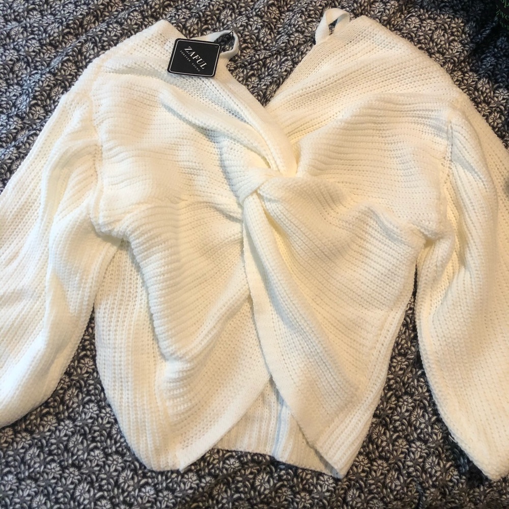 ZAFUL Twisted Cold Shoulder Jumper Sweater
